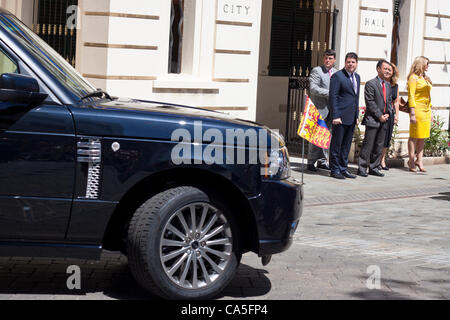 Gibraltar, UK. Monday 11 June 2012. Prince Edward, Royal Highness the Earl and Countess of Wessex visited Gibraltar. Stock Photo