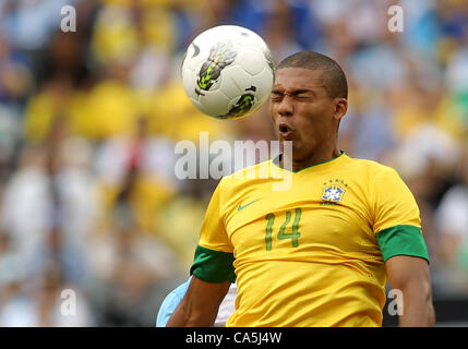 09.06.2012. New Jersey, USA.  Juan (14) of Brazil during an international friendly match against Argentina at Metlife Stadium in East Rutherford,New Jersey. Argentina won 4-3. Stock Photo