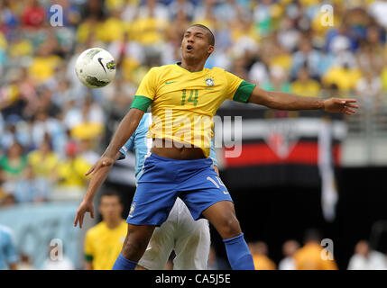 JUNE 09 2012:  Juan (14) of Brazil during an international friendly match against Argentina at Metlife Stadium in East Rutherford,New Jersey. Argentina won 4-3. Stock Photo