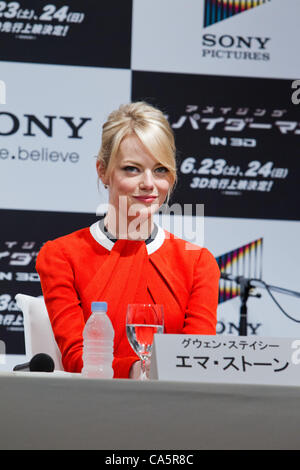 June 13, 2012, Tokyo, Japan - Actress Emma Stone attends the press conference for the film 'The Amazing Spider-Man.' The movie will be released in Japanese theaters on June 30, 2012. (Photo by Christopher Jue/Nippon News) Stock Photo