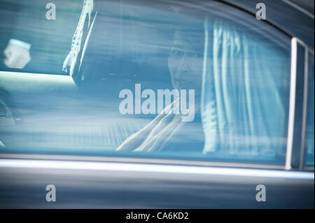 June 17, 2012 - Oslo, Norway: Aung San Suu Kyi leave The Ministry of Foreign Affairs in Oslo after talking with Jonas Gahr Store. Stock Photo