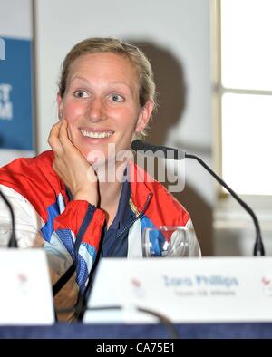 KING WILLIAM THEATRE, UNIVERSITY OF GREENWICH, LONDON, UK,Tuesday. 19/06/2012. Team GB announce Equestrian eventing athletes for London 2012 Olympics. Zara Phillips. Stock Photo