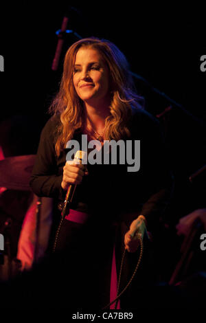 June 20, 2012 - Singer/Songwriter Lisa Marie Presley, daughter of Elvis and Priscilla Presley, performs an intamite show at the Bottom Lounge in Chicago, IL.  The ''Princess of Rock and Roll'' is on tour promoting her third studio album ''Storm & Grace'' which was relased on May 15th, 2012. (Credit Image: © Maureen Vana/ZUMAPRESS.com) Stock Photo