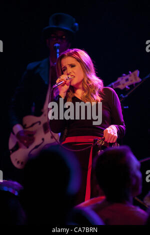 June 20, 2012 - Singer/Songwriter Lisa Marie Presley, daughter of Elvis and Priscilla Presley, performs an intamite show at the Bottom Lounge in Chicago, IL.  The ''Princess of Rock and Roll'' is on tour promoting her third studio album ''Storm & Grace'' which was relased on May 15th, 2012. (Credit Image: © Maureen Vana/ZUMAPRESS.com) Stock Photo