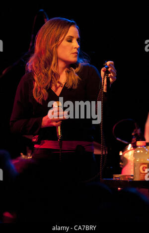 June 20, 2012 - Singer/Songwriter Lisa Marie Presley, daughter of Elvis and Priscilla Presley, performs an intamite show at the Bottom Lounge in Chicago, IL.  The ''Princess of Rock and Roll'' is on tour promoting her third studio album ''Storm & Grace'' which was relased on May 15th, 2012. (Credit Image: © Maureen Vana/ZUMAPRESS.com) Stock Photo