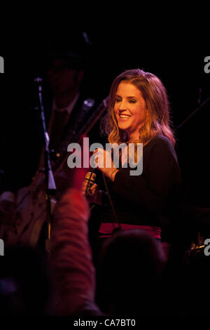 June 20, 2012 - Singer/Songwriter Lisa Marie Presley, daughter of Elvis and Priscilla Presley, performs an intamite show at the Bottom Lounge in Chicago, IL.  The ''Princess of Rock and Roll'' is on tour promoting her third studio album ''Storm & Grace'' which was relased on May 15th, 2012. (Credit Image: © Maureen Vana/ZUMAPRESS.com) Stock Photo