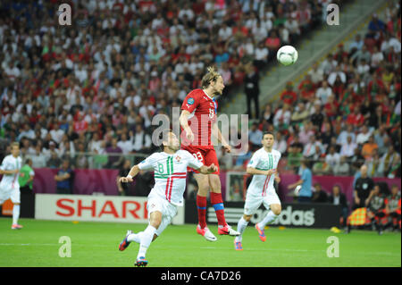21.06.2012 , Gdansk, Poland. Jaroslav Plašil (FC Girondins de Bordeaux) in action for Czech Republic during the European Championship Quarter Final game between Portugal and Czech Republic from the Stadium. Stock Photo