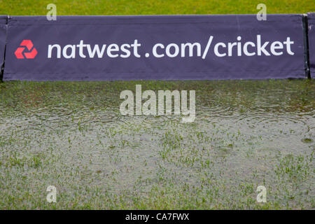 22/06/2012 Headingley England.  general view of the ground during a rain delayed  Nat West Series international cricket 3rd one day match between England and the West Indies at the Headingley Carnigie Ground. Stock Photo