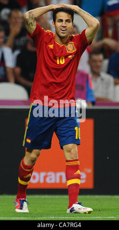 23.06.2012. Donetsk, Ukraine.  Spain's Cesc Fabregas reacts during the UEFA EURO 2012 quarter final soccer match Spain vs France at Donbass Arena in Donetsk, Ukraine, 23 June 2012. Stock Photo