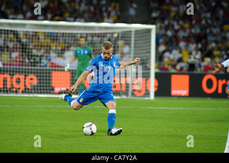 24.06.2012 , Kiev, Ukraine. Ignazio Abate (AC Milan) in action for Italy during the European Championship Quarter Final game between England and Italy at the Olympic Stadium, Kiev. Stock Photo