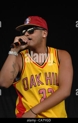June 20, 2012 - Raleigh, North Carolina, U.S. - Rap artist JITTA ON THE TRACK performing at the Time Warner Cable Music Pavilion located in Raleigh as part of the Club Paradise Tour (Credit Image: © Tina Fultz/ZUMAPRESS.com) Stock Photo