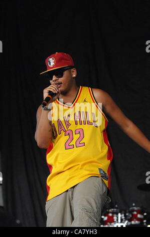 June 20, 2012 - Raleigh, North Carolina, U.S. - Rap artist JITTA ON THE TRACK performing at the Time Warner Cable Music Pavilion located in Raleigh as part of the Club Paradise Tour (Credit Image: © Tina Fultz/ZUMAPRESS.com) Stock Photo