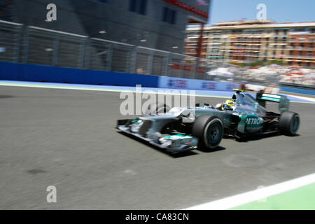 European Grand Prix - Formula One - F1 - Valencia, Spain - 24/06/2012 - Sunday, Race - Nico Rosberg, Mercedes, during the warming lap Stock Photo