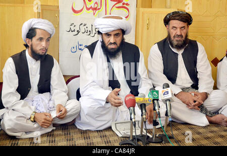 Jamiat-e-Ulema Islam (JUI) District Chief Senator, Hafiz  Hamdullah addresses press conference in Quetta on Monday, June 25, 2012. Stock Photo
