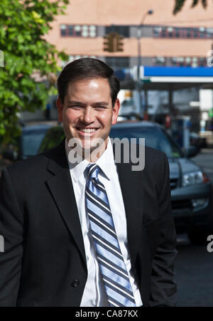 June 25, 2012, New York City USA; Marco Rubio the junior United States Senator from Florida, arrives for guest appearance on Daily Show with John Stewart. Senator Rubio is an author & a member of the Congressional Hispanic Conference Stock Photo