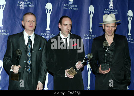 Feb 23, 2003; New York, NY, USA; Recording artists 'The Clash' TERRY CHIMES, MICK JONES & PAUL SIMONON @ the 18th Annual Rock And Roll Hall Of Fame Induction Dinner held @ the Waldorf Astoria Hotel. Stock Photo