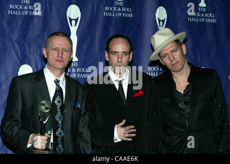 Feb 23, 2003; New York, NY, USA; Recording artists 'The Clash' TERRY CHIMES, MICK JONES & PAUL SIMONON @ the 18th Annual Rock And Roll Hall Of Fame Induction Dinner held @ the Waldorf Astoria Hotel. Stock Photo