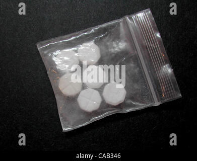 Apr 09, 2004; Los Angeles, CA, USA; MDMA (3-4 methylenedioxymethamphetamine) is a synthetic, psychoactive drug chemically similar to the stimulant methamphetamine and the hallucinogen mescaline. Street names for MDMA include Ecstasy, Adam, XTC, hug, beans, and love drug. In 2002, an estimated 676,00 Stock Photo