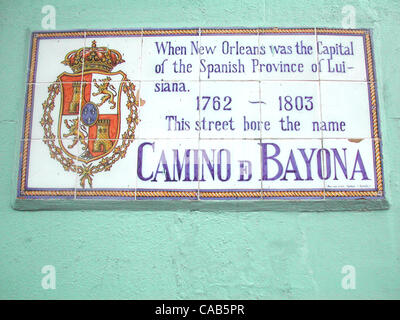 May 01, 2004; New Orleans, Louisiana, USA; Street plaque in the French Quarter. Stock Photo