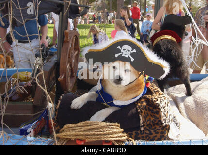 Jun 05, 2004; Santa Barbara, CA, USA; Dog owners and their four-legged friends got all decked out to walk and march down State Street in 10th annual Big Dogs Parade and Canine Festival. Stock Photo