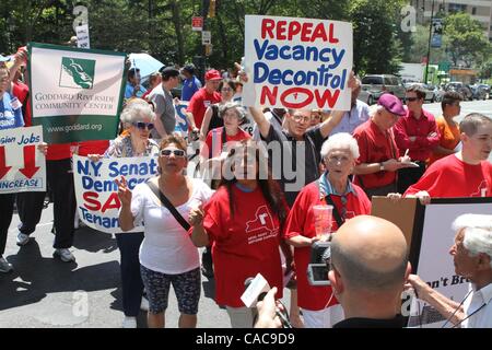 Jul 11, 2010 - New York, New York, U.S. - Tenants are arrested in protest of Sate Senate inaction on restoration of rent law protections at 250 Broadway in Manhattan. (Credit Image: Â© Mariela Lombard/ZUMApress.com) Stock Photo