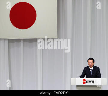 Sep 14, 2010 - Tokyo, Japan -  Japanese Prime Minister and Democratic Party of Japan NAOTO KAN speaks to the party's members during their party's leadership vote in Tokyo, Japan. Kan is re-elected as the party's head. (Credit Image: © Koichi Kamoshida/ZUMApress.com ) Stock Photo