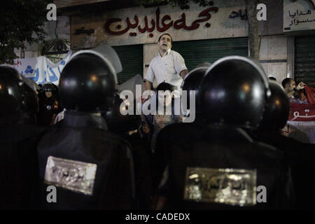 Sept. 21, 2010 - Cairo, Egypt - 20100921 - Cairo, Egypt - ..Protesters chanted against Egyptian president Hosni Mubarak and the possible succession of his son Gamal to the presidency.  They stood outside Abdeen Palace and made references to the 1882 uprising, when Ahmed Orabi declared that Egyptians Stock Photo