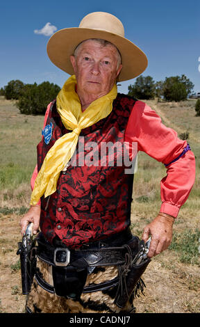 June 25, 2010 - Edgewood, New Mexico, USA -  CURTIS RICH, alias 'Captain George Baylor,' poses at End of Trail, the Single Action Shooting Society's annual week-long World Championship of Cowboy Action Shooting and Wild West Jubilee.  Dedicated to preserving the history and traditions of the Old Wes Stock Photo