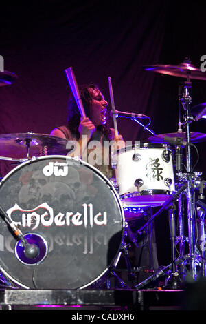 Aug 17, 2010 - Broomfield, Colorado, U.S. - Drummer FRED COURY of Cinderella performs live at the 1st. Bank Center in Broomfield, CO. (Credit Image: © Hector Acevedo/ZUMApress.com) Stock Photo