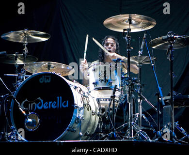 Aug 17, 2010 - Broomfield, Colorado, U.S. - Drummer FRED COURY of Cinderella performs live at the 1st. Bank Center in Broomfield, CO. (Credit Image: © Hector Acevedo/ZUMApress.com) Stock Photo