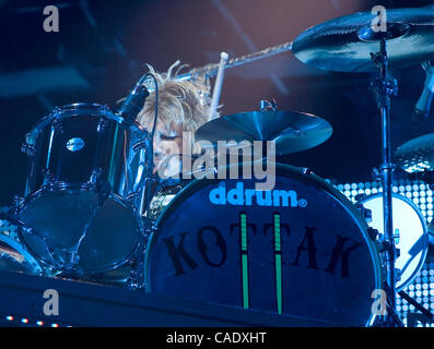 Aug 17, 2010 - Broomfield, Colorado, U.S. - Drummer JAMES KOTTAK of the Scorpions performs live at the 1st Bank Center in Broomfield, Colorado. (Credit Image: © Hector Acevedo/ZUMApress.com) Stock Photo