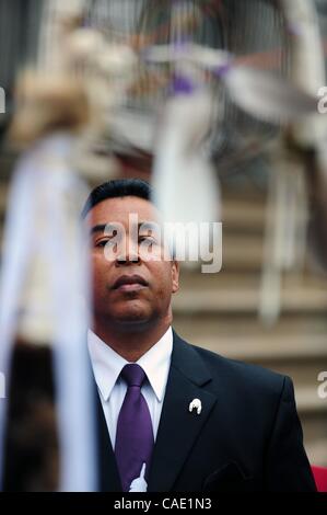 Aug. 23, 2010 - Manhattan, New York, U.S. - LANCE GUMBS of the National Congress of American Indians speaks as representatives of Native American tribes and organizations call on Mayor Michael Bloomberg to apologize for his racially insensitive remarks telling Governor Paterson to ''Get yourself a c Stock Photo