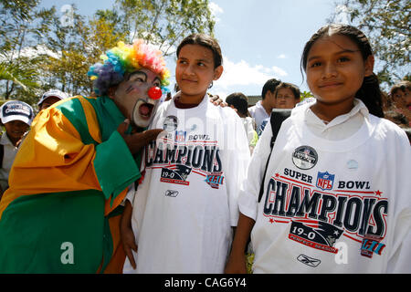 Feb 13, 2008 - San Gregorio, Diriamba, Nicaragua - Nicaraguan children  receive 2008 Super bowl XLII apparel intended