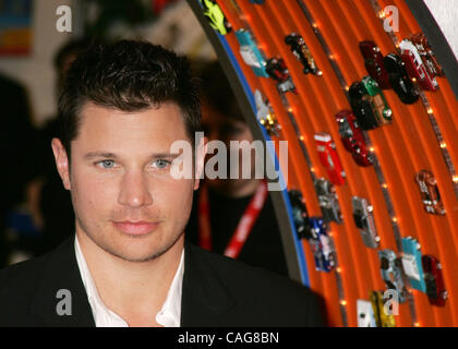 Singer NICK LACHEY unveils the one-of-a-kind 40th anniversary diamond-encrusted Hot Wheels car at the Mattel Showroom.  The car commemorates the production of the 4 billionth Hot Wheels vehicle. The diamonds on the custom-made jeweled car, valued at $140,000, total more than 2,700 and weigh nearly 2 Stock Photo