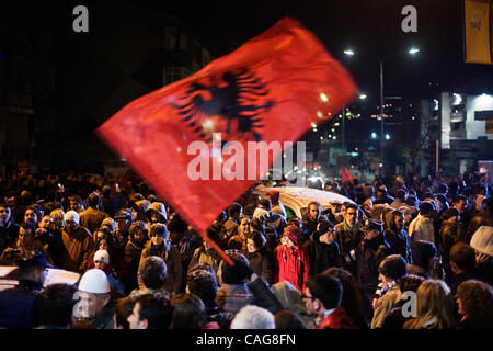 Feb 16, 2008 - Pristina, Kosovo - Ethnic Albanians celebrate the next day of Kosovo's independence in the downtown Pristina. (Credit Image: © Ikuru Kuwajima/ZUMA Press) Stock Photo