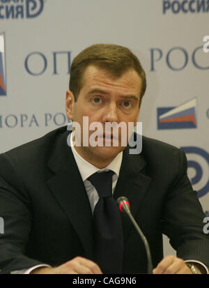First vice-premier of russian goverment Dmitry Medvedev visits Strogino technopark in Moscow Stock Photo