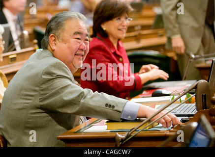 Feb 06, 2008 - Sacramento, California, USA - Assembly member  WARREN FURUTANI casts his first vote on the floor of the Assembly after he was is sworn in, Thursday, Feb. 7 2008. Furutani won a special election in District 55, to succeed Laura Richardson, who was recently elected to represent the 37th Stock Photo