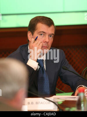 First vice premier Dmitri Medvedev visits Russian Defence Ministry Office to meet with top military commanders of Russian Armed Forces Stock Photo