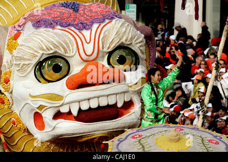 Jan 01, 2008 - Pasadena, CA, USA -  China Airlines float rolls down Colorado Blvd during the 2008 Tournament of Roses Parade on New Years Day. It is the 119th Rose Parade in Pasadena, California.  Photo by Jonathan Alcorn/ZUMA Press. © Copyright 2007 by Jonathan Alcorn Stock Photo