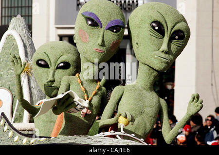 Jan 01, 2008 - Pasadena, CA, USA -  Aliens dominate the State of New Mexico float entry in the 2008 Tournament of Roses Parade on New Years Day. It is the 119th Rose Parade in Pasadena, California.  Photo by Jonathan Alcorn/ZUMA Press. © Copyright 2007 by Jonathan Alcorn Stock Photo
