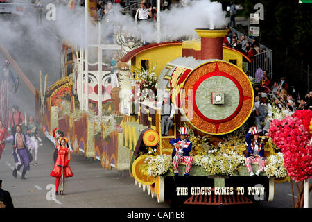 Jan 01, 2008 - Pasadena, CA, USA -  Western Asset 'The Circus Comes to Town' float rolls down Colorado Blvd during the 2008 Tournamnet of Roses Parade on New Years Day.  Photo by Jonathan Alcorn/ZUMA Press. © Copyright 2007 by Jonathan Alcorn Stock Photo