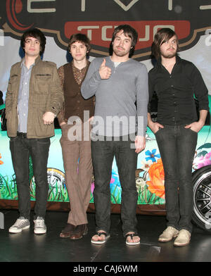 Jan 09, 2008; Hollywood, California, USA; Musical Group: Panic At The Disco. (L) BRENDON URIE, RYAN ROSS, JON WALKER and SPENCER SMITH at the Intimate Performance and Special Annoucement for their tour.  The Performance was held at American Honda Motor Company in Torrance, CA and their annoucement t Stock Photo