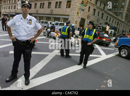 Police flood Lexington Avenue at 49th Street as Iranian President Mahmoud Ahmadinejad arrives to the Barclay Hotel on E 49th Street. Stock Photo