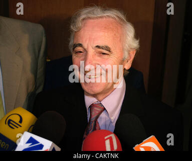 French Singer Charles Aznavour (Aznavourian )visiting Tbilisi, Georgia. Stock Photo