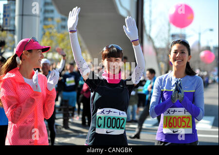 (L to R) Jessica Michibata, Misako Yasuda, Rie Hasegawa,  MARCH 11, 2011 - Marathon : Nagoya Women's Marathon 2012 Start & Goal at Nagoya Dome, Aichi, Japan. (Photo by Jun Tsukida/AFLO SPORT)[0003] Stock Photo