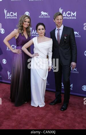 Cherill Green, Hannah Blaylock, Dean Berner of  Edens Edge at arrivals for 47th Annual Academy of Country Music (ACM) Awards - ARRIVALS, MGM Grand Garden Arena, Las Vegas, NV April 1, 2012. Photo By: James Atoa/Everett Collection Stock Photo