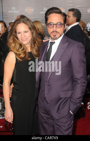 April 11, 2012 - Los Angeles, California, U.S. - Robert Downey Jr. and Susan Downey Attending The World Premiere of ''The Avengers'' held at the El Capitan Theatre in Hollywood, California on 4/11/12. 2012(Credit Image: Â© D. Long/Globe Photos/ZUMAPRESS.com) Stock Photo