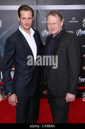 ALEXANDER SKARSGARD & STELLAN SKARSGARD THE AVENGERS. WORLD PREMIERE HOLLYWOOD LOS ANGELES CALIFORNIA USA 11 April 2012 Stock Photo