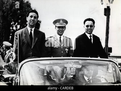 Mar. 25, 1962 - Paris, France - BEN BELLA was the founder of the 'Front de Liberation Nationale' and was arrested an imprisoned by the French in 1956-1962, while in prison he was elected the vice-premier of the Algerian Provisional Government. PICTURED: Ben Bella riding in the car during a parade.   Stock Photo