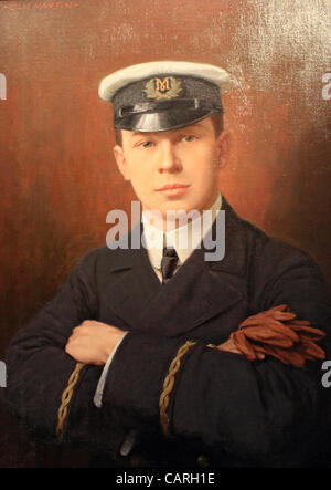 Portrait of John George 'Jack' Phillips the senior wireless telegraphist aboard RMS Titanic. When the ship hit an iceberg on 14/4/1912 Phillips sent distress signals. Godalming Surrey England UK Stock Photo